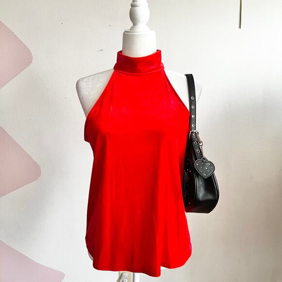 Red Velvet Tank Top, Y2K, Vintage, Gothic, Romantic, Retro, Elegant, Medium - Picture 1 of 5